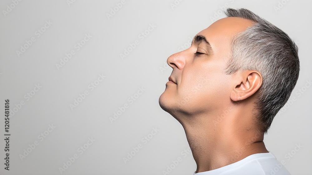 Fototapeta premium Side Profile of a Man with Enhanced Thyroid Features