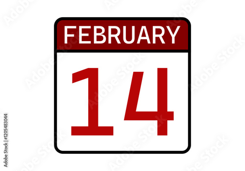 Calendario rojo del 14 de febrero de san valentín