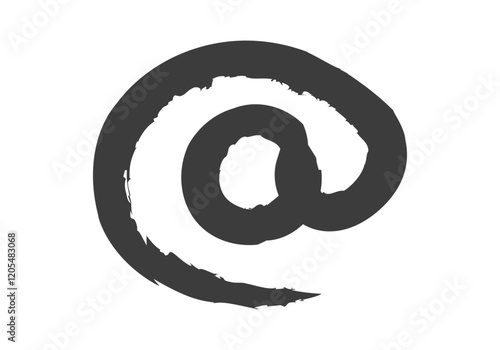 Icono negro de arroba de trazo de pincel negro