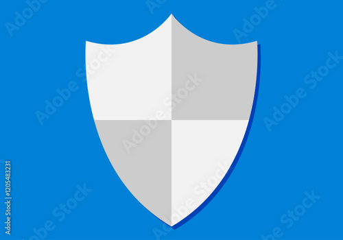 Escudo blanco y gris de seguridad en fondo azul