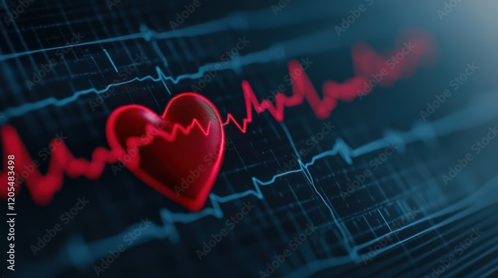 Fototapeta premium A heart is shown on a graph with a red line