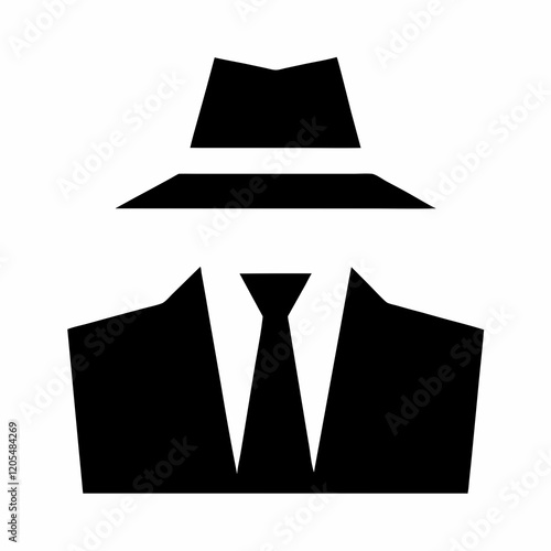 A man wearing a hat and tie. The hat is black and the tie is white