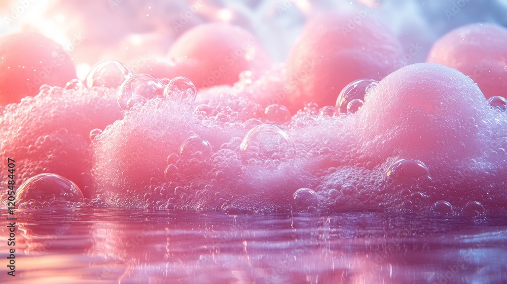 Fototapeta premium Pink and purple bubbles floating in a dreamy background