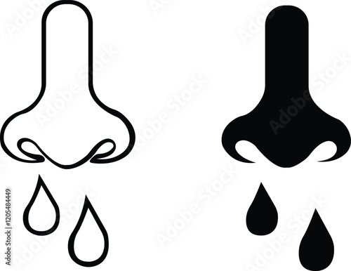 Running nose line icon set.Sneezing, illness, infection. Symptom concept. Symptom concept element..Can be used for topics like flu, allergy, disease, isolated on transparent background.