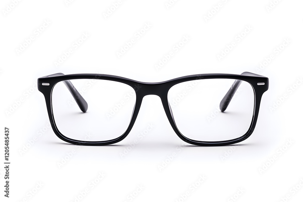 Classic, black-rimmed eyeglasses mock up isolated on white background Classic, black-rimmed eyeglasses mock up isolated on white background