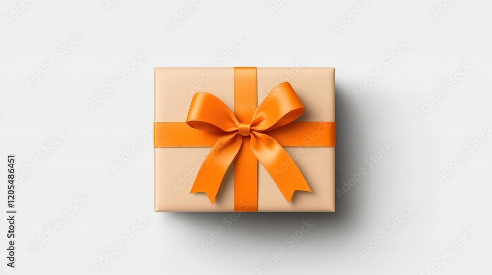 Gift Box with Orange Ribbon on a Light Background Perfect for Celebrations and Special Occasions Gift Box with Orange Ribbon on a Light Background Perfect for Celebrations and Special Occasions