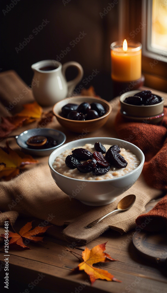 Delicious oatmeal served with dried plums, fresh oats, and honey, offering a wholesome and nutritious meal perfect for healthy eating or a morning breakfast routine.
Delicious oatmeal served with dried plums, fresh oats, and honey, offering a wholesome and nutritious meal perfect for healthy eating or a morning breakfast routine.