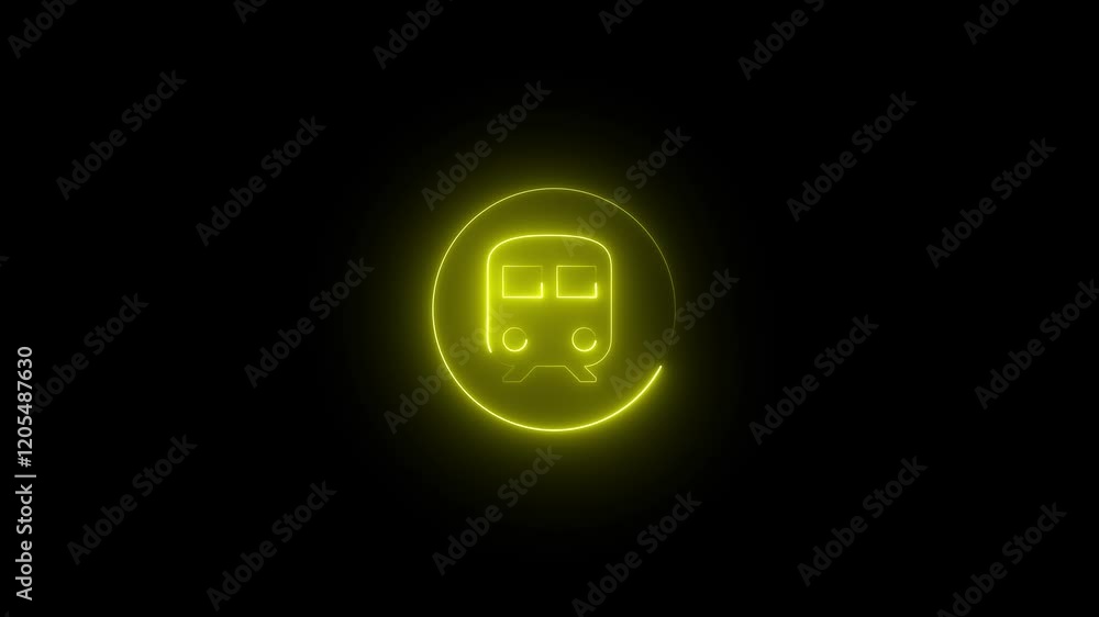 Bus neon sign appear in center and disappear after some time. Animated blue neon symbol on black background. Looped animation. Bus neon sign appear in center and disappear after some time. Animated blue neon symbol on black background. Looped animation.