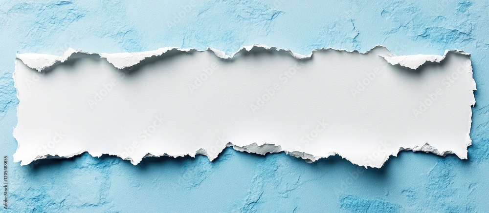 Obraz premium Torn white paper on a blue textured background