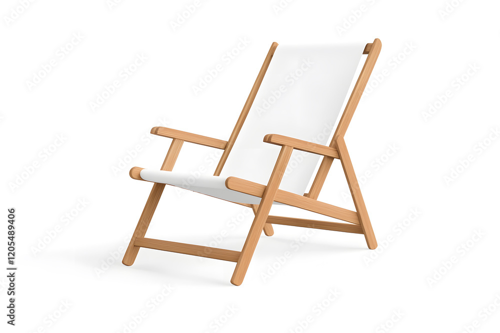 Deckchair or beach chair mock up on isolated white background Deckchair or beach chair mock up on isolated white background