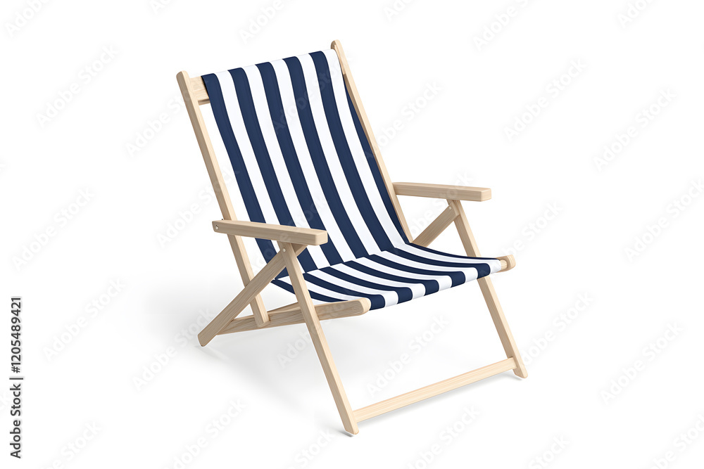 Deckchair or beach chair mock up on isolated white background Deckchair or beach chair mock up on isolated white background