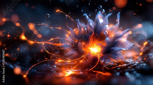 Wallpaper Mural Abstract fiery blue flower in dark background Torontodigital.ca