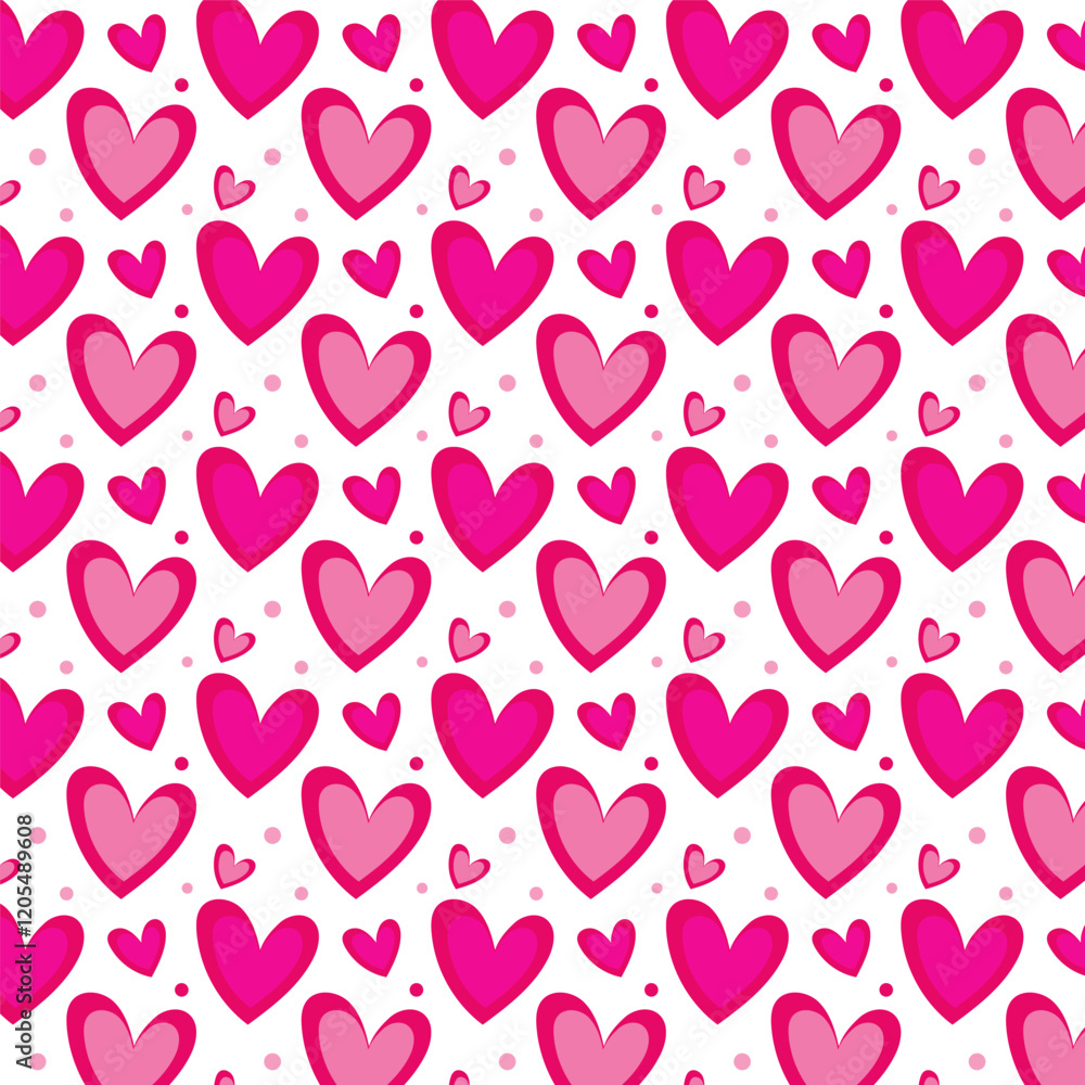 Seamless pattern with pink hearts.Cute heart repeat pattern isolated on white background for happy Valentine's Day.Vector graphic illustration.Sweet love background Seamless pattern with pink hearts.Cute heart repeat pattern isolated on white background for happy Valentine's Day.Vector graphic illustration.Sweet love background