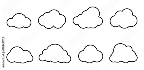Cloud icon set. Clouds logo. Weather , clouds. editable stroke thin outline icon collection. 