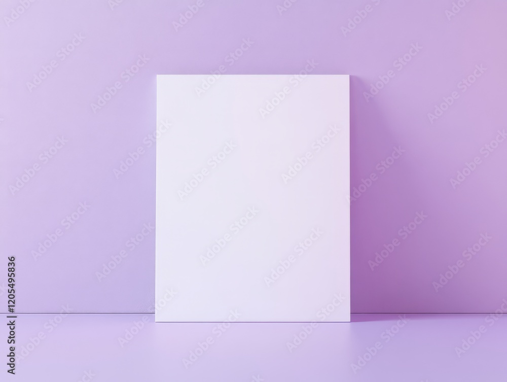 Naklejka premium A blank white sheet against a soft purple background, ideal for presentations or designs.