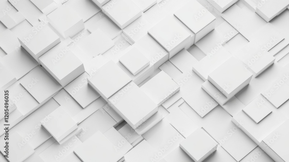 Abstract white geometric shapes, cubes and squares background. Abstract white geometric shapes, cubes and squares background.