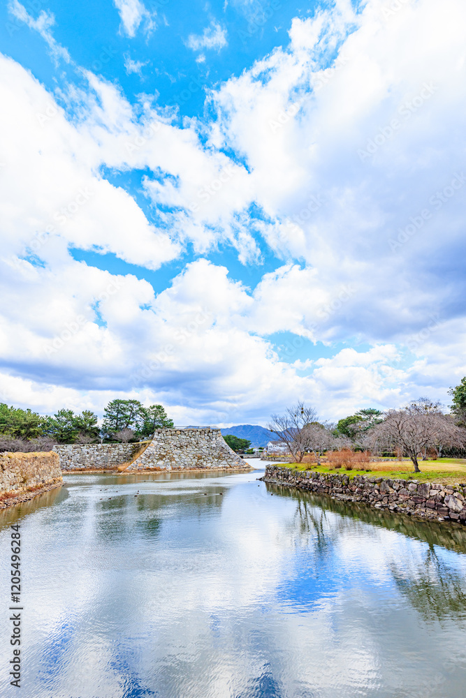 冬の萩城跡 山口県萩市 Hagi castle ruins in winter. Yamaguchi Pref, Hagi City. 冬の萩城跡 山口県萩市 Hagi castle ruins in winter. Yamaguchi Pref, Hagi City.