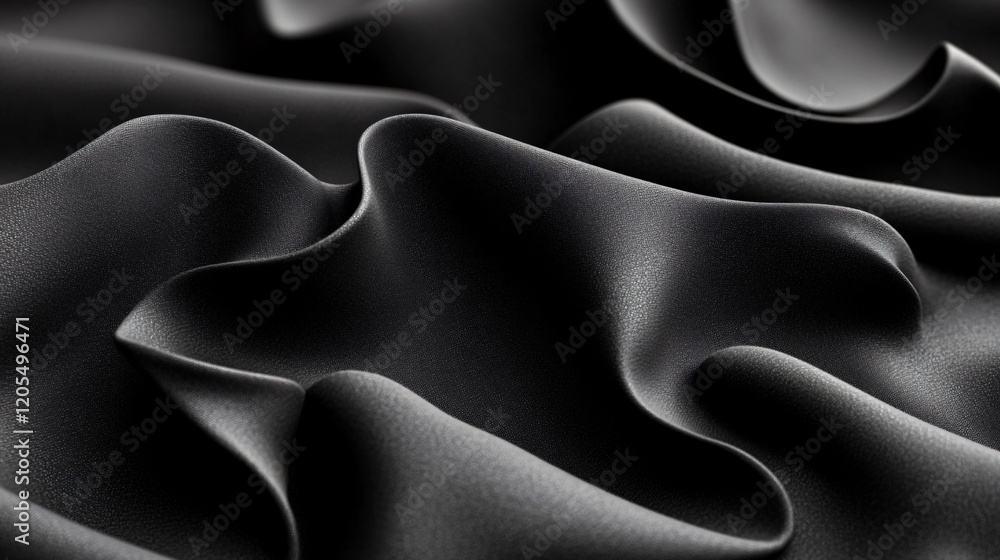 Abstract Black Fabric Waves- Elegant Draped Textile Texture Abstract Black Fabric Waves- Elegant Draped Textile Texture