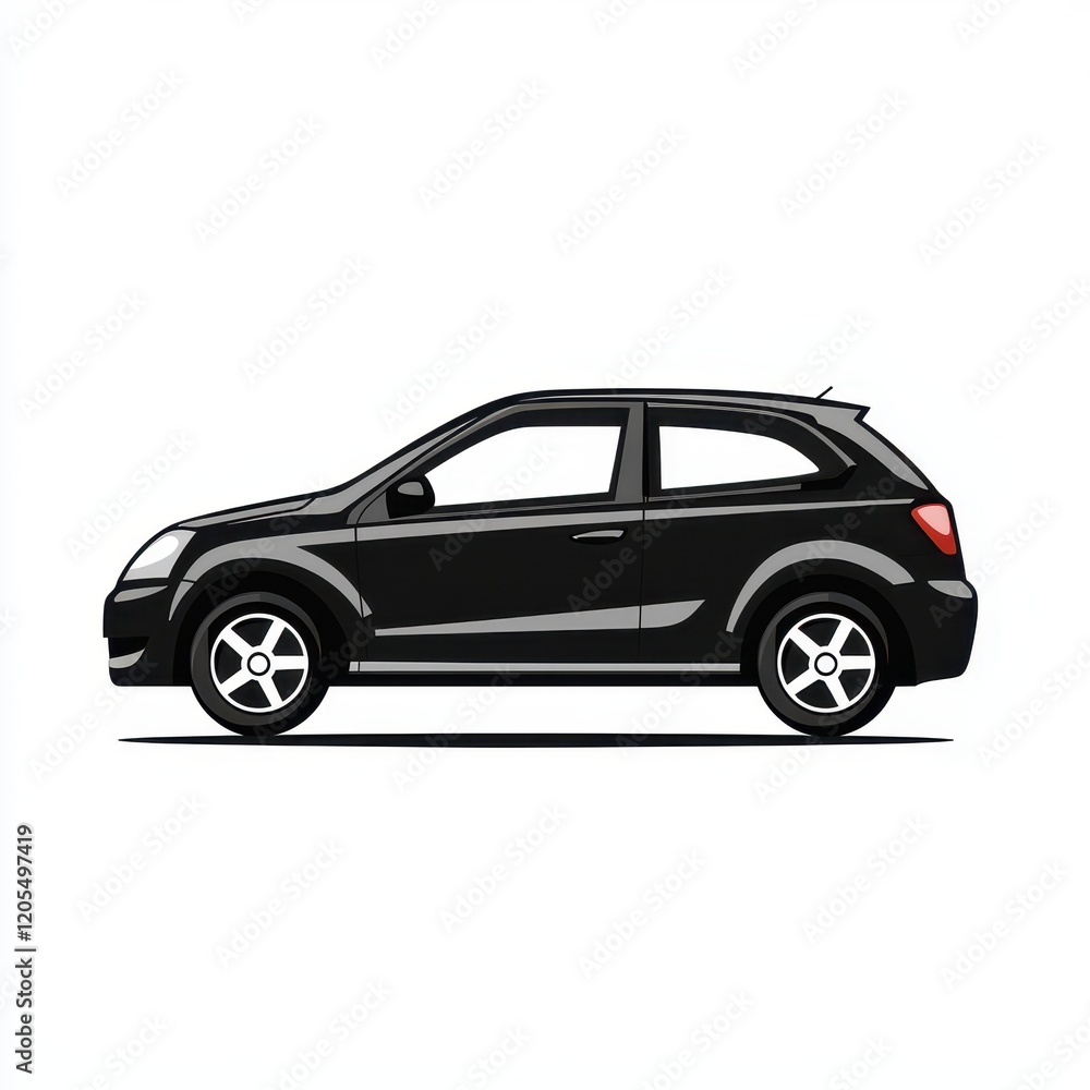 Obraz premium Sleek black car icon illustration vector showcasing a modern design on a minimalist white background perfect for automotive branding and graphic projects