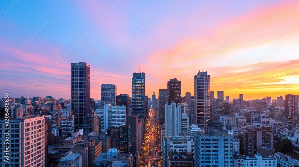A stunning skyline at sunset, showcasing modern skyscrapers against a vibrant pink and orange sky, illuminating the urban landscape. A stunning skyline at sunset, showcasing modern skyscrapers against a vibrant pink and orange sky, illuminating the urban landscape.