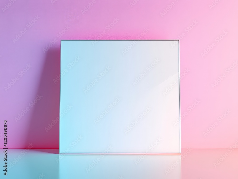 Naklejka premium A blank square frame against a gradient pink and blue background.