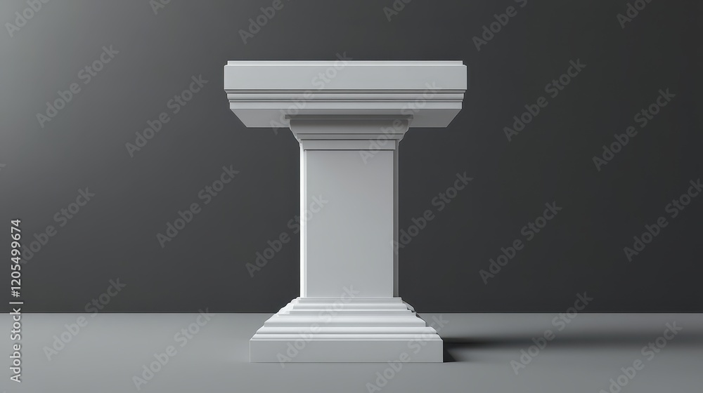 This minimalist white lectern showcases sleek lines and incorporates branding, making it an ideal choice for a variety of events and presentations in contemporary environments This minimalist white lectern showcases sleek lines and incorporates branding, making it an ideal choice for a variety of events and presentations in contemporary environments