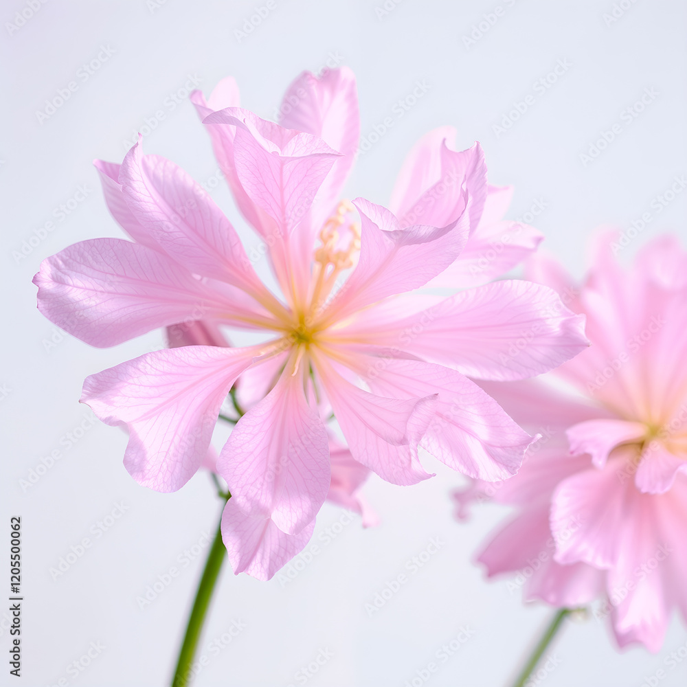 Fototapeta premium A blooming pink flower on a soft pastel background, symbolizing grace and natural elegance. Generative AI