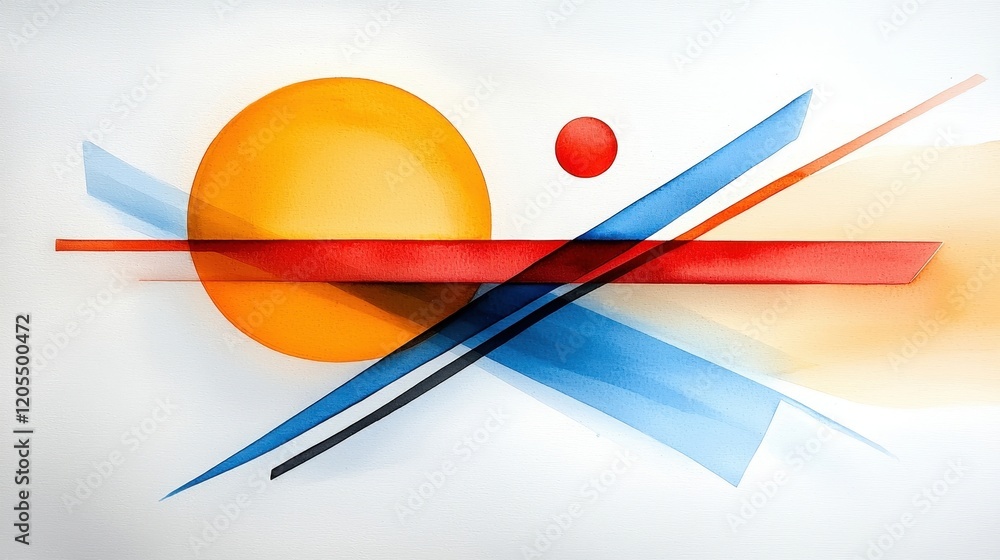 Abstract Composition with Geometric Shapes in Vibrant Colors and Dynamic Lines Abstract Composition with Geometric Shapes in Vibrant Colors and Dynamic Lines