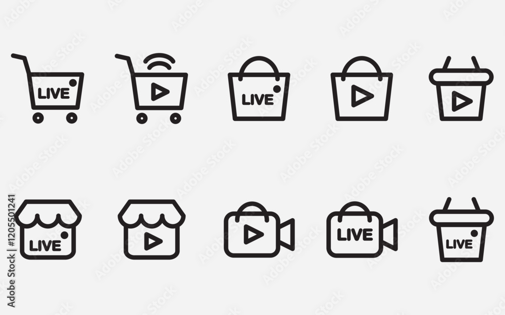 set of online shopping live streaming outline icons .e commerce live video vector thin line icon isolated on background set of online shopping live streaming outline icons .e commerce live video vector thin line icon isolated on background