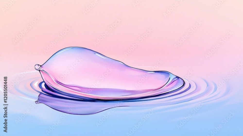 Fototapeta premium Soft and Elegant Water Droplet with Subtle Pastel Colors in Smooth Rippling Surface