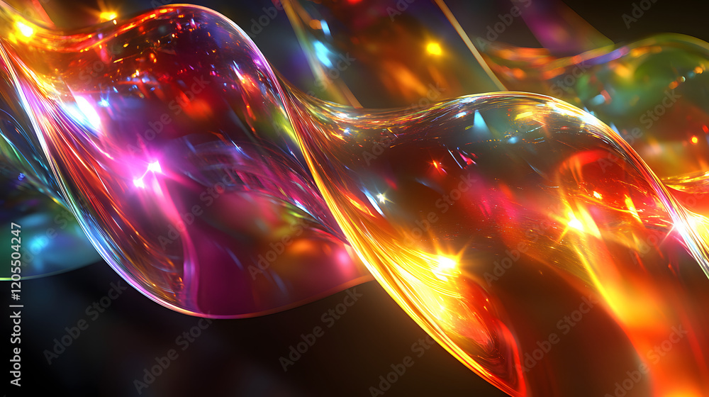 Glossy Multicolored Fluid Ribbons in a Vibrant Abstract Composition Glossy Multicolored Fluid Ribbons in a Vibrant Abstract Composition