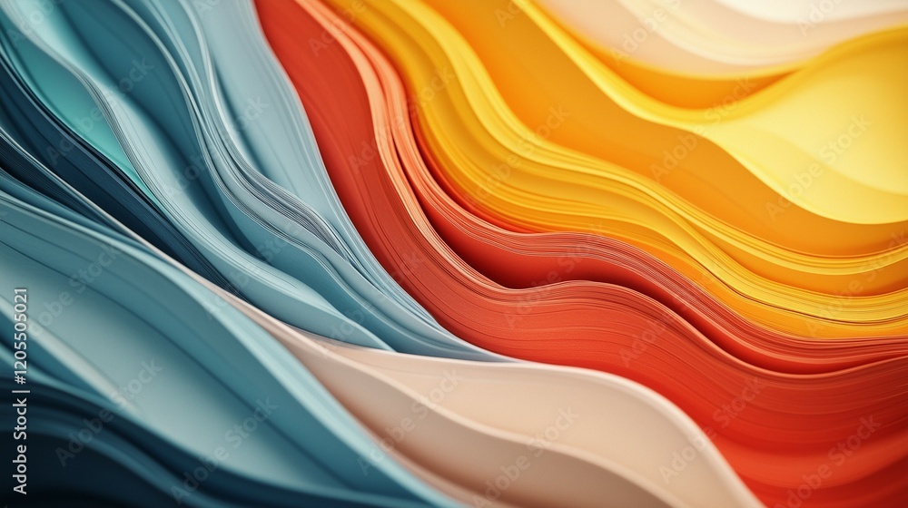 Obraz premium Colorful background vector presentation design with wavy shape cut paper style vector illustration, colorful gradient background