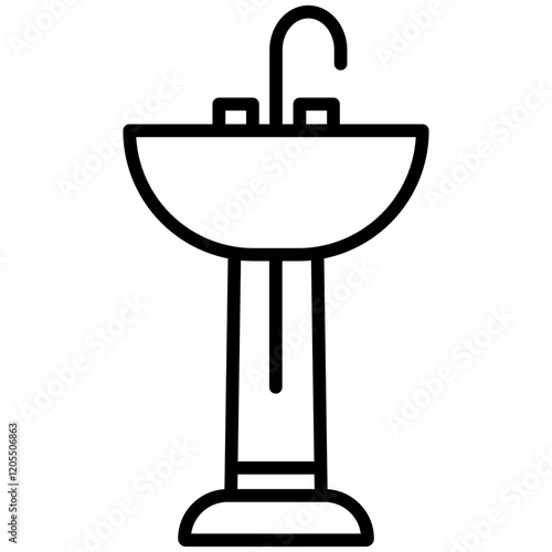 Sink Line Icon Style
