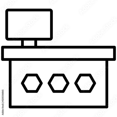 Counter Desk Line Icon Style