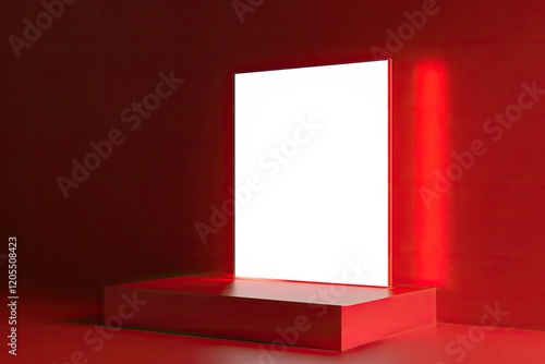 Clear Pixel Picture of Border Light Red Realistic 3D Mockup