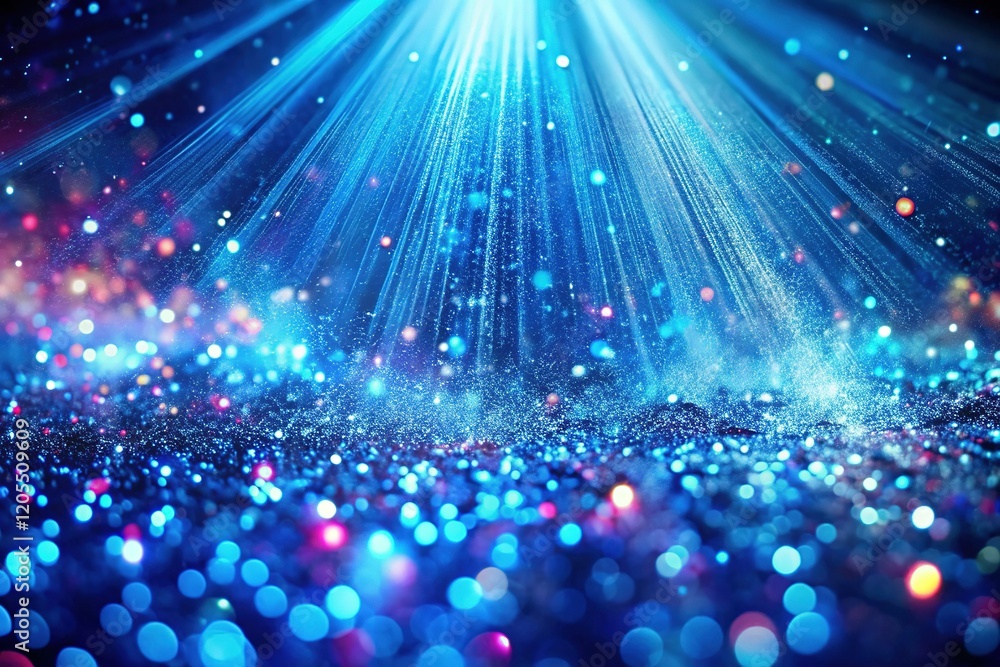 Fototapeta premium 4K Loop: Vertical Blue Atmosphere, Rising Particles & Light Rays - Macro Stock Video