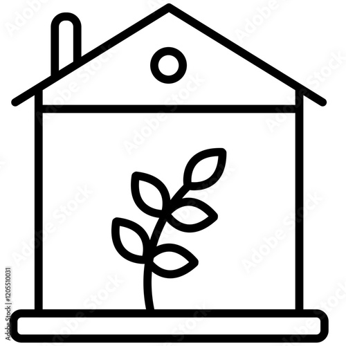 Eco House Line Icon Style