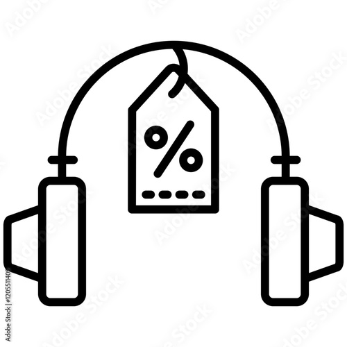 Headphone Sale Line Icon Style
