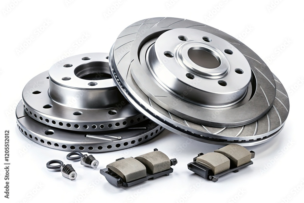 Professional Brake Repair Kit Isolated on White Background - Stock Photo Professional Brake Repair Kit Isolated on White Background - Stock Photo