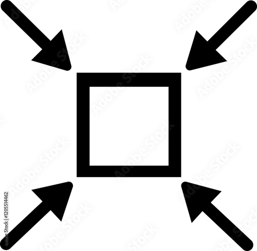 Minimize icon.Minimize icon rally compact size small scale arrows icons . shrink icon resize in arrows.minimize icon four 4 arrows icon meeting point.Minimize Icon with reflection on white background.
