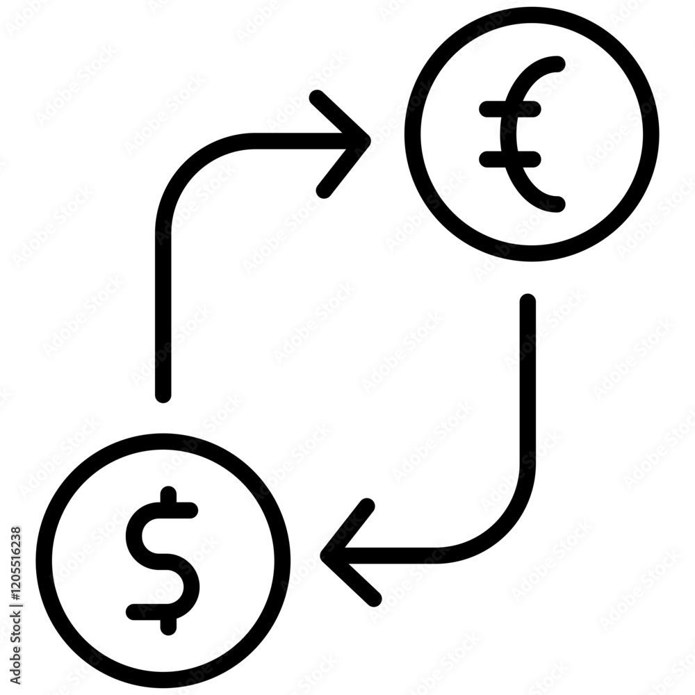 Money Exchange Line Icon Style Money Exchange Line Icon Style