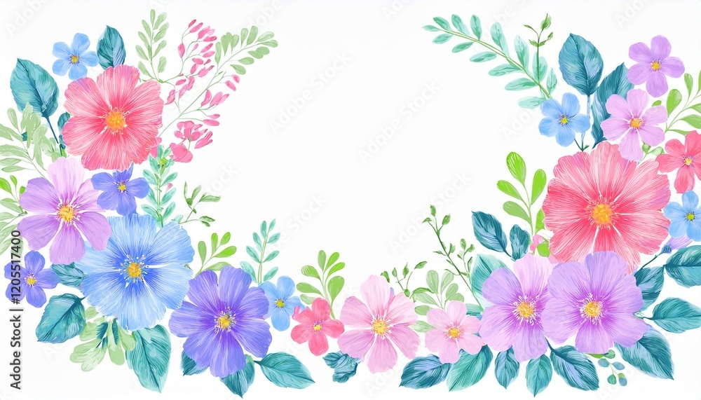 creative beautiful flowers frame isolated on a white background creative beautiful flowers frame isolated on a white background