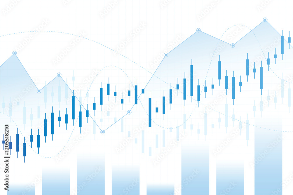 Blue Financial Chart Graph with Candlesticks Blue Financial Chart Graph with Candlesticks