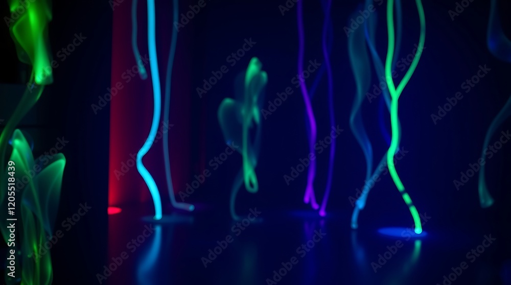 Abstract Neon Light Trails Dancing in Dark Space Abstract Neon Light Trails Dancing in Dark Space