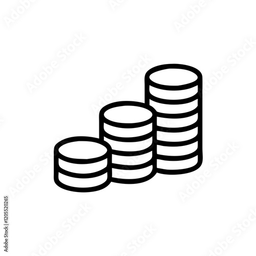 Stack of coins icon on a simple background, ideal for finance and wealth representation