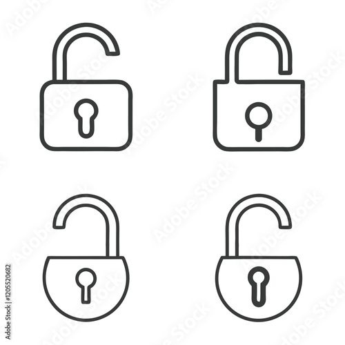 Padlock Set Security Symbol Vector. photo