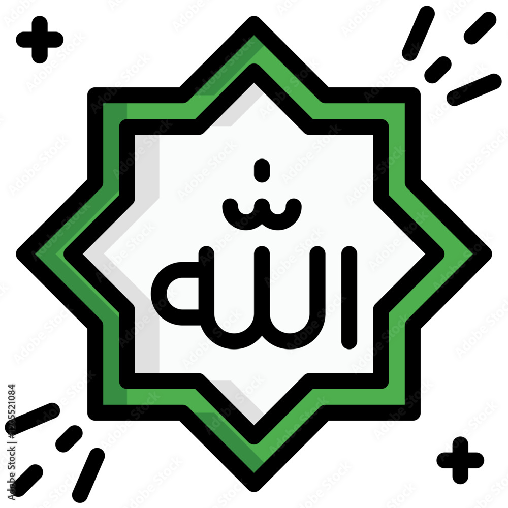 Allah Icon, Filled Line style icon vector illustration, Suitable for website, mobile app, print, presentation, infographic and any other project. Allah Icon, Filled Line style icon vector illustration, Suitable for website, mobile app, print, presentation, infographic and any other project.