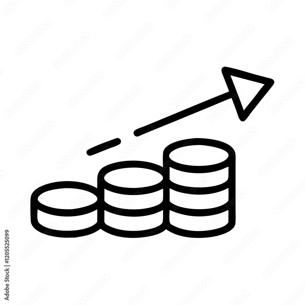 Coin stack with an upward arrow icon on a plain background, perfect for financial growth and investment topics
Coin stack with an upward arrow icon on a plain background, perfect for financial growth and investment topics