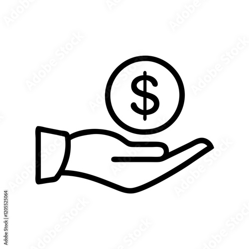 Hand holding dollar coin illustration representing income and finance