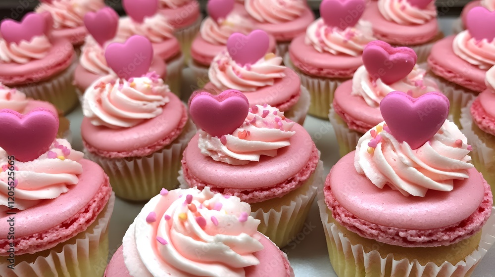 Delightful Pink Cupcakes with Heart Decorations for Special Occasions Delightful Pink Cupcakes with Heart Decorations for Special Occasions